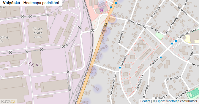 Volyňská - mapa podnikání