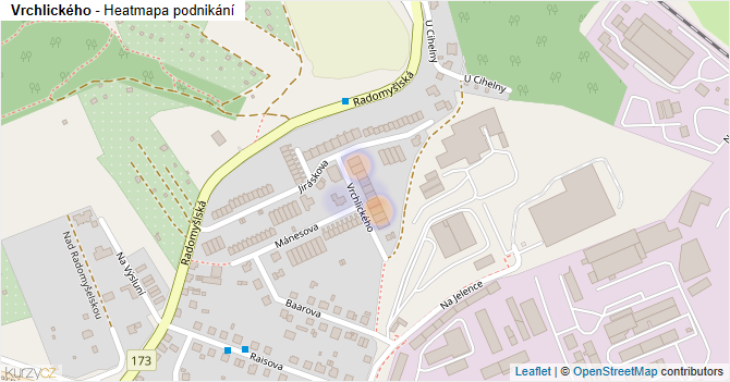 Vrchlického - mapa podnikání