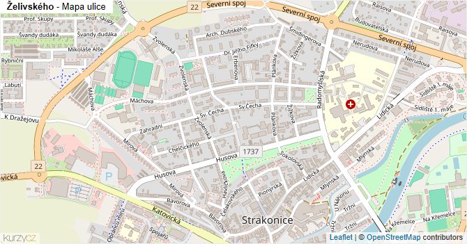 Želivského - mapa ulice