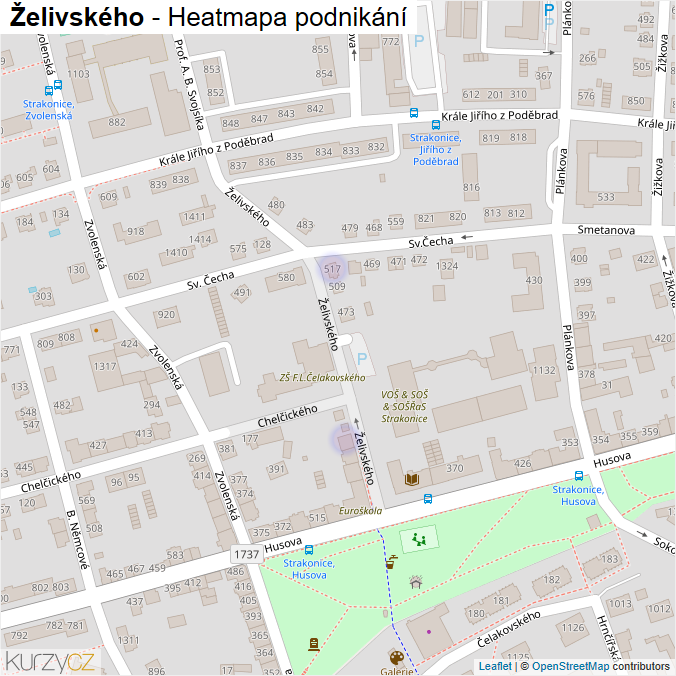 Mapa Želivského - Firmy v ulici.