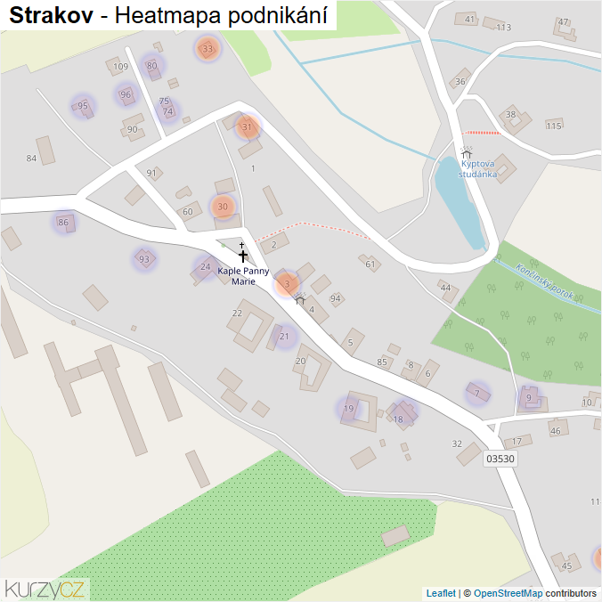 Mapa Strakov - Firmy v části obce.