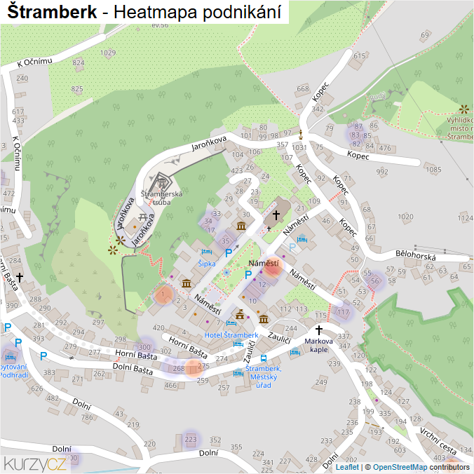 Mapa Štramberk - Firmy v obci.
