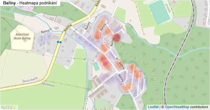 Bařiny - mapa podnikání