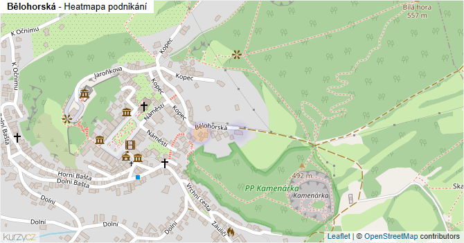 Bělohorská - mapa podnikání