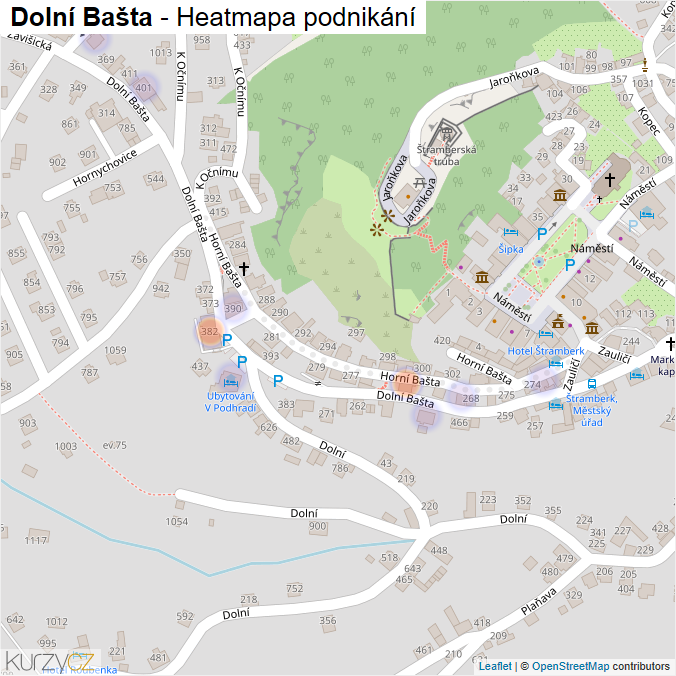 Mapa Dolní Bašta - Firmy v ulici.