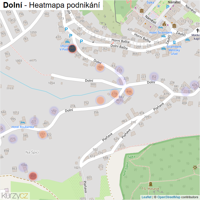 Mapa Dolní - Firmy v ulici.