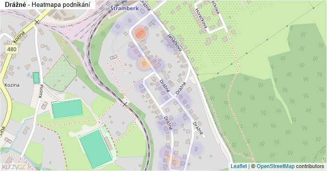 Drážné - mapa podnikání