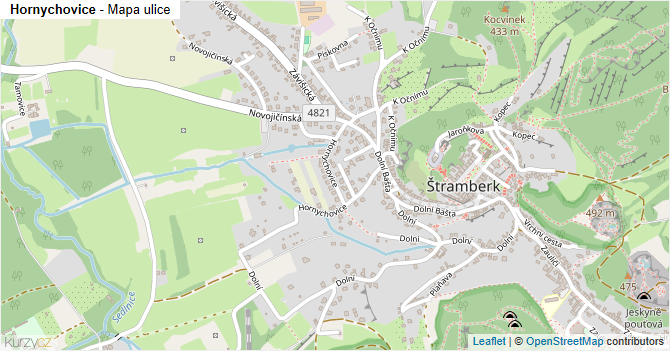 Hornychovice - mapa ulice