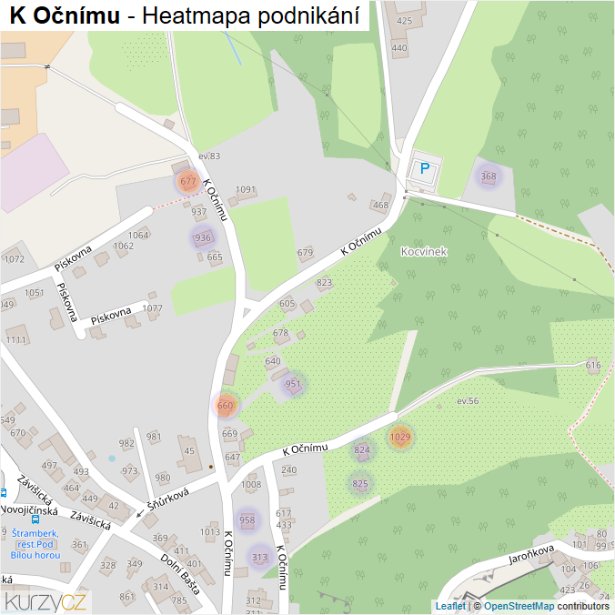 Mapa K Očnímu - Firmy v ulici.