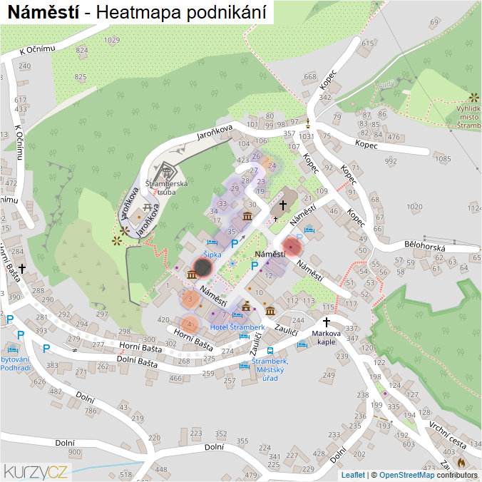 Mapa Náměstí - Firmy v ulici.
