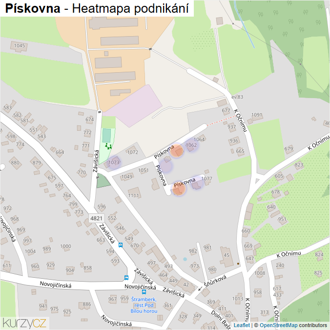 Mapa Pískovna - Firmy v ulici.