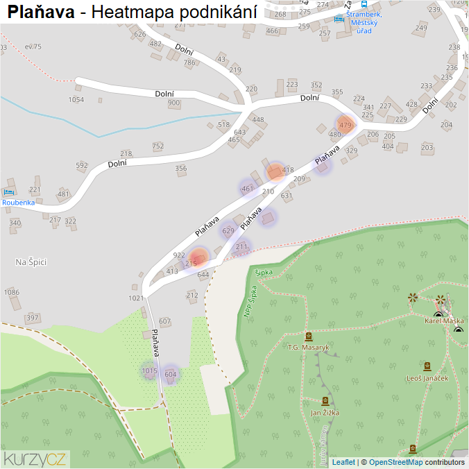 Mapa Plaňava - Firmy v ulici.