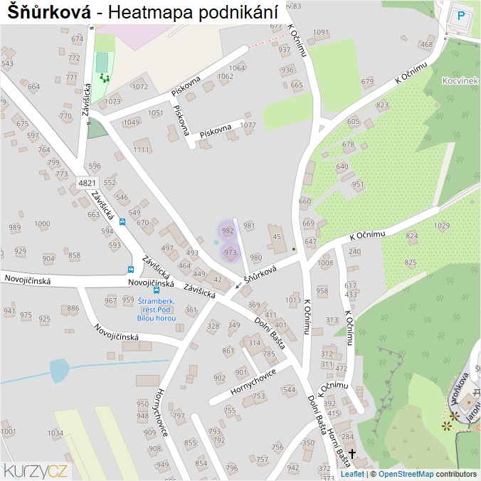 Mapa Šňůrková - Firmy v ulici.