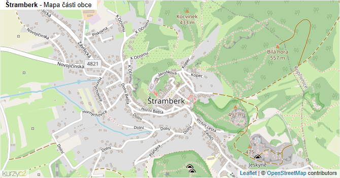 Štramberk - mapa části obce