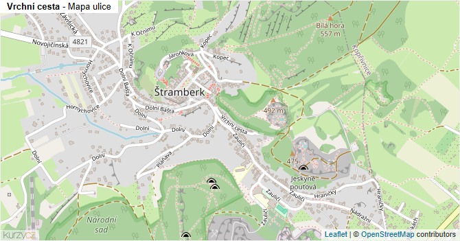 Vrchní cesta - mapa ulice