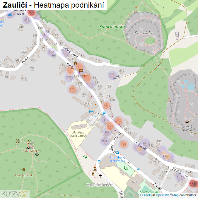 Mapa Zauličí - Firmy v ulici.