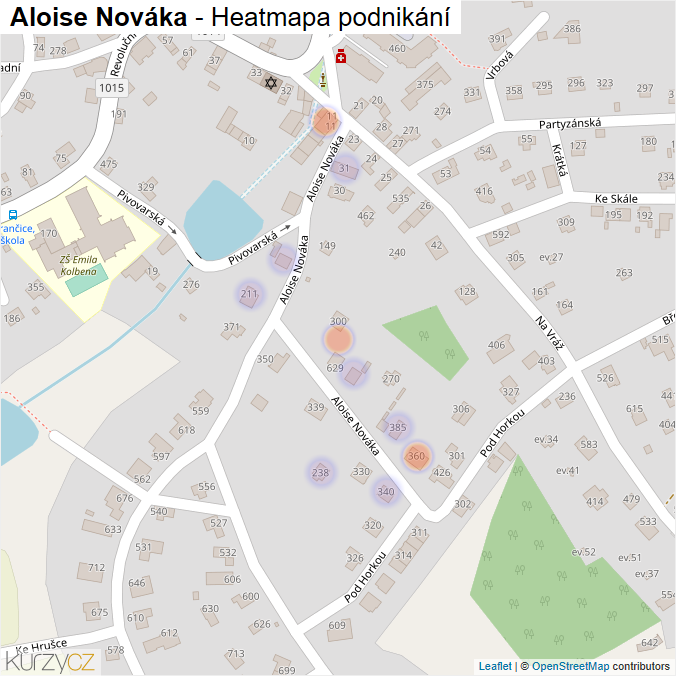 Mapa Aloise Nováka - Firmy v ulici.