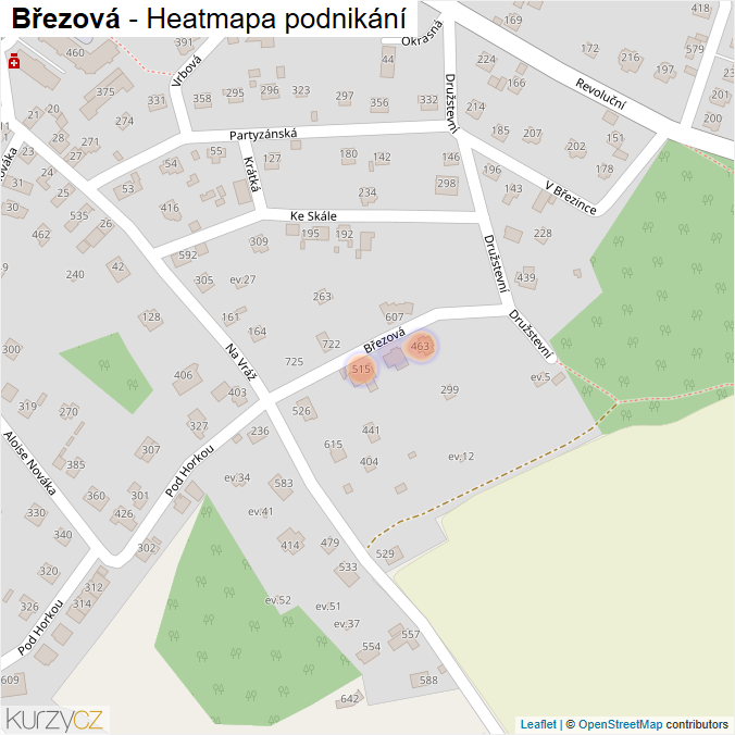 Mapa Březová - Firmy v ulici.