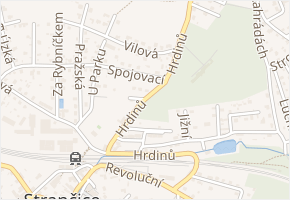 Hrdinů v obci Strančice - mapa ulice