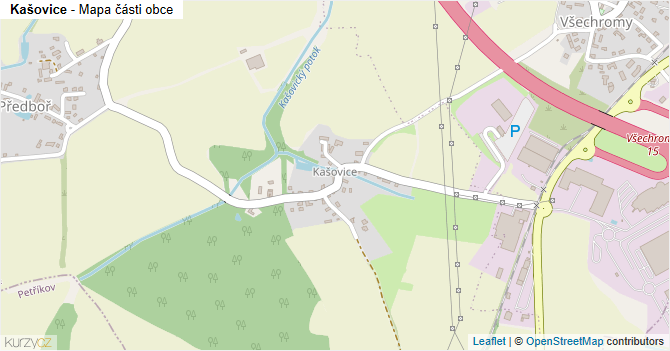 Kašovice - mapa části obce