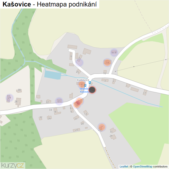 Mapa Kašovice - Firmy v části obce.
