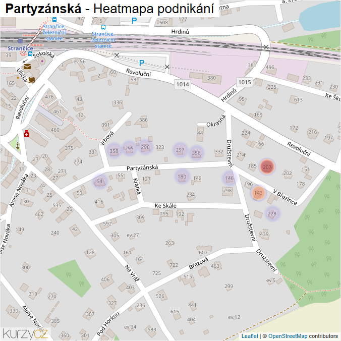 Mapa Partyzánská - Firmy v ulici.