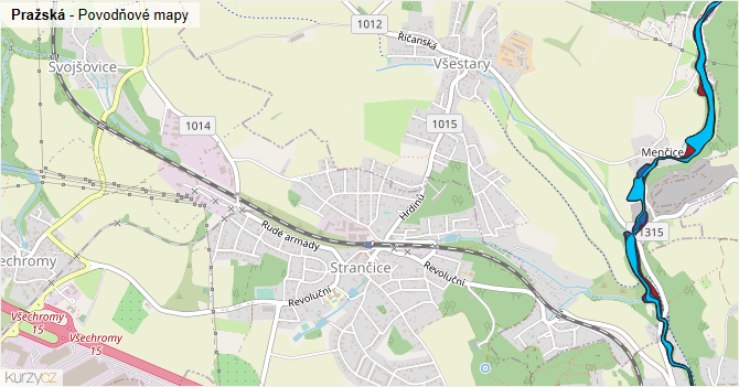 Pražská - záplavové mapy stoleté vody