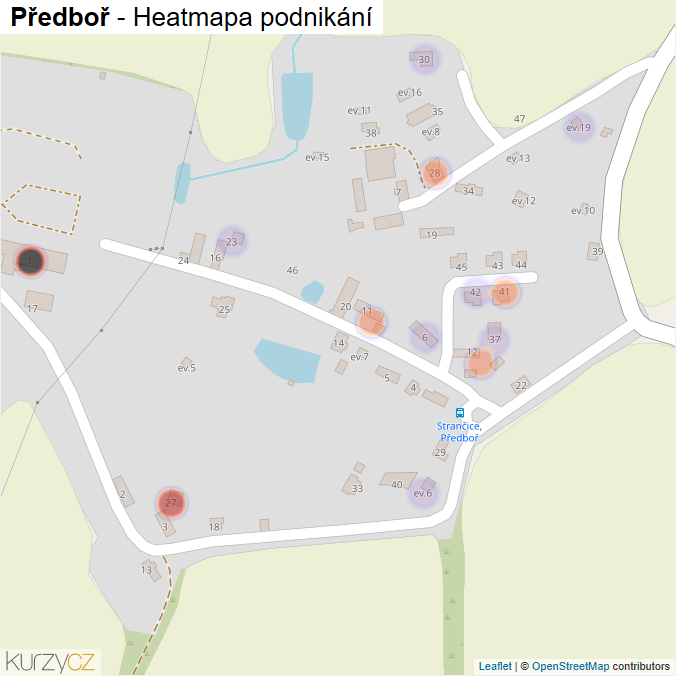 Mapa Předboř - Firmy v části obce.