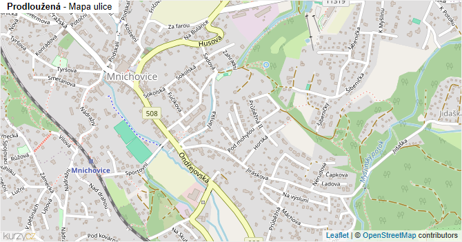 Prodloužená - mapa ulice