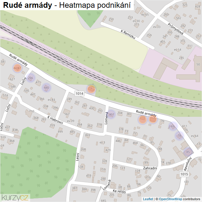 Mapa Rudé armády - Firmy v ulici.