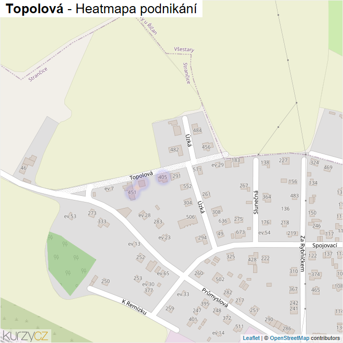 Mapa Topolová - Firmy v ulici.