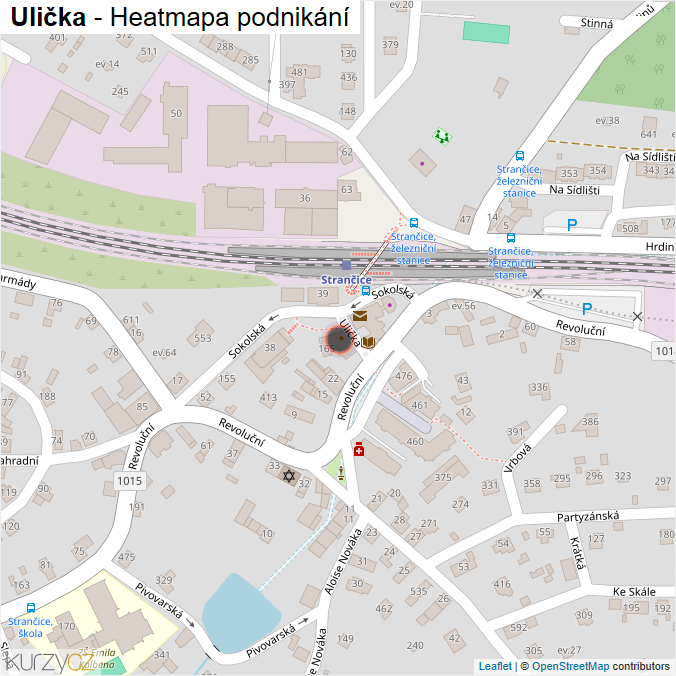 Mapa Ulička - Firmy v ulici.