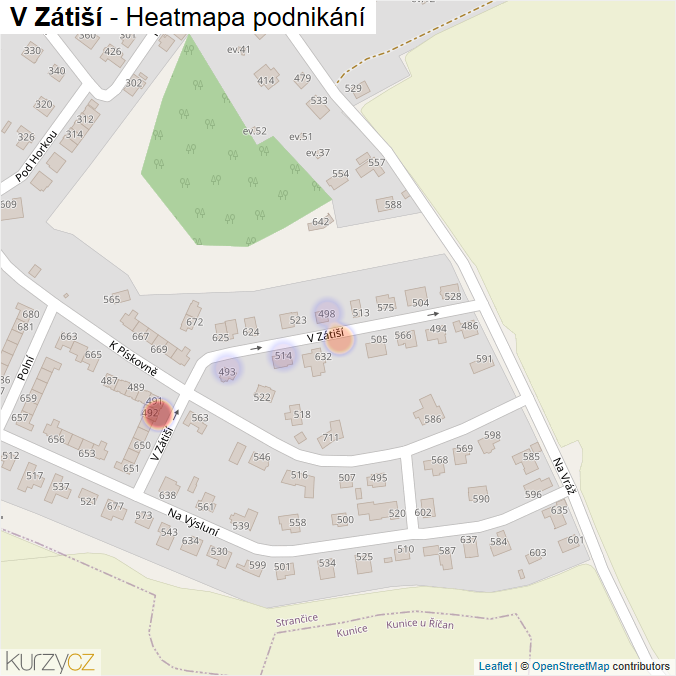 Mapa V Zátiší - Firmy v ulici.