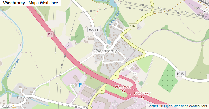 Všechromy - mapa části obce