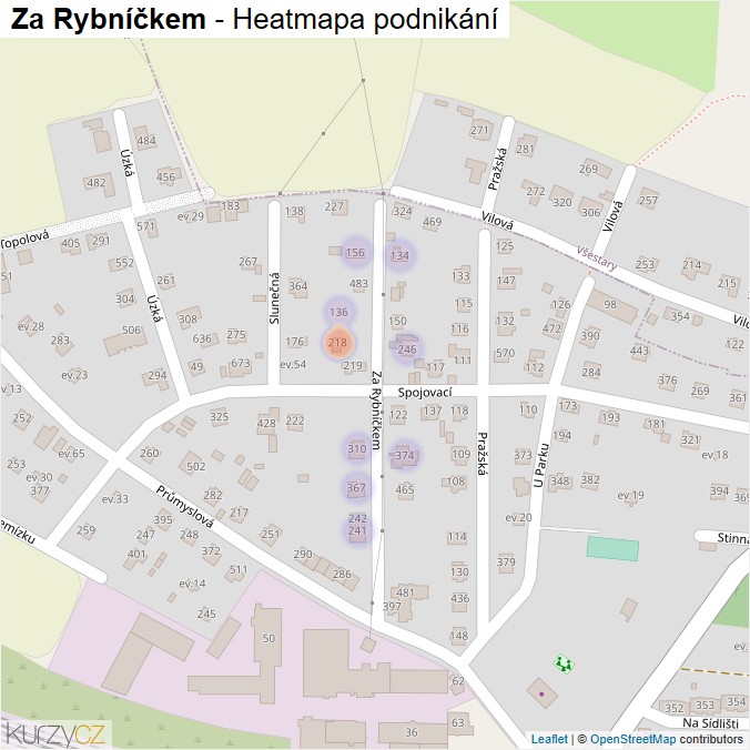 Mapa Za Rybníčkem - Firmy v ulici.