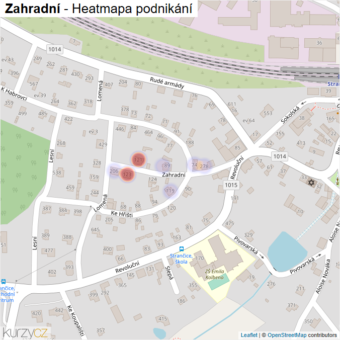 Mapa Zahradní - Firmy v ulici.