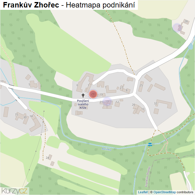 Mapa Frankův Zhořec - Firmy v části obce.