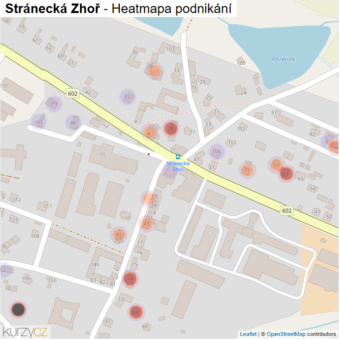 Mapa Stránecká Zhoř - Firmy v části obce.