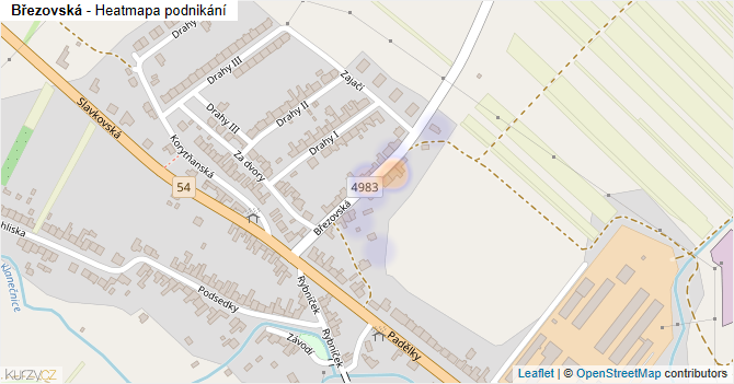 Březovská - mapa podnikání