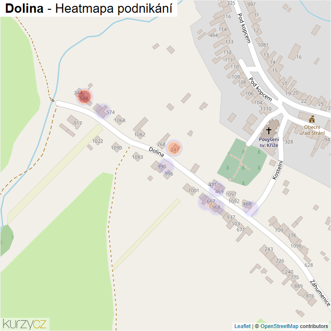 Mapa Dolina - Firmy v ulici.