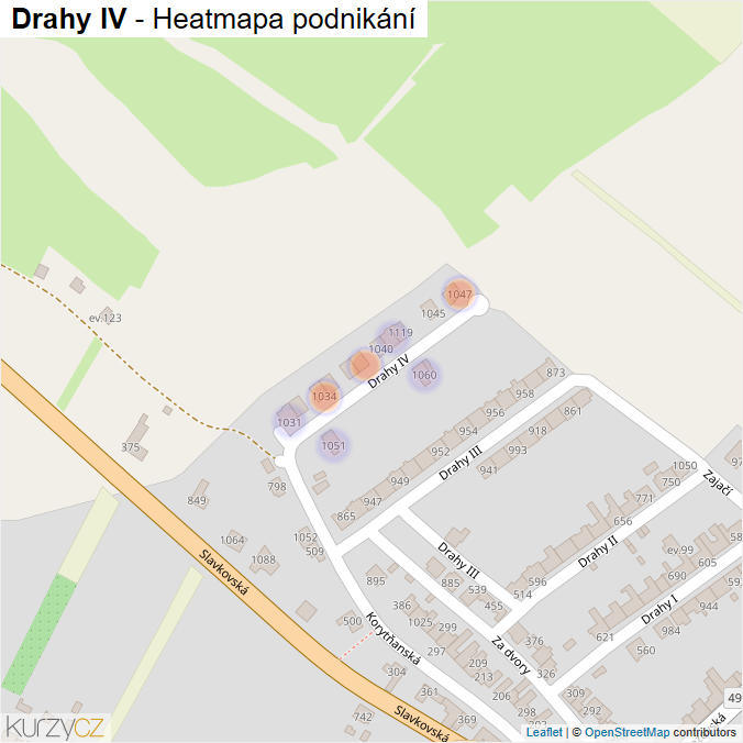 Mapa Drahy IV - Firmy v ulici.