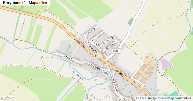 Korytňanská - mapa ulice