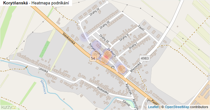 Korytňanská - mapa podnikání