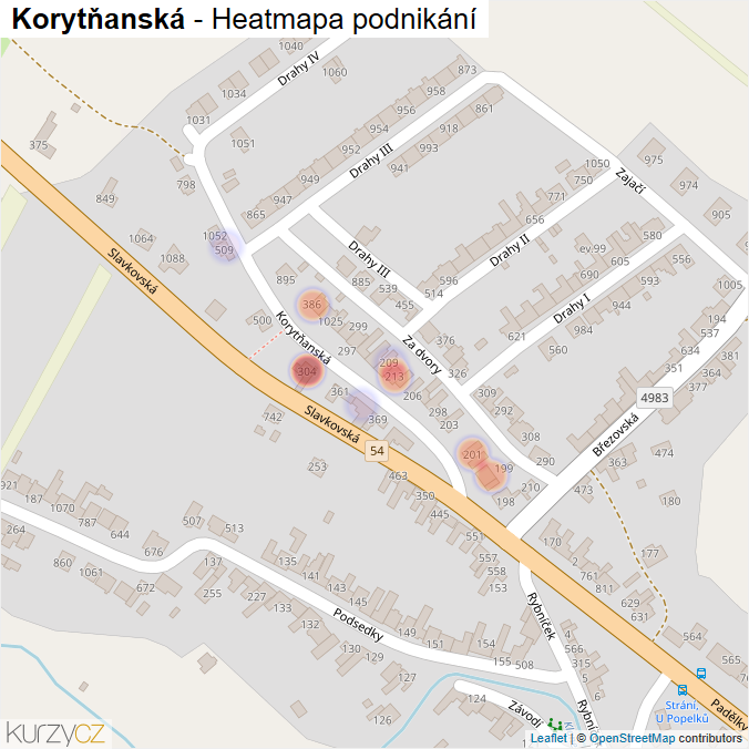 Mapa Korytňanská - Firmy v ulici.