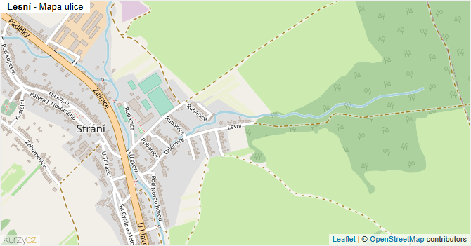 Lesní - mapa ulice