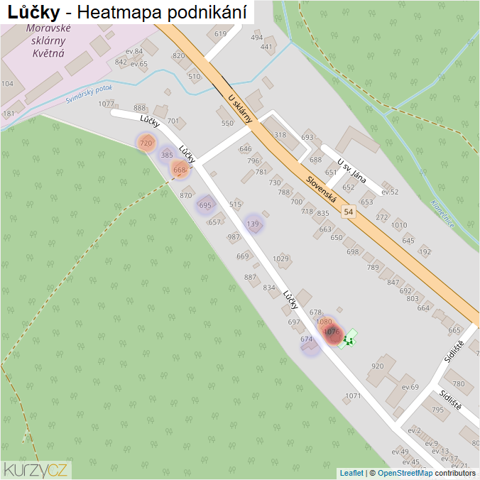 Mapa Lůčky - Firmy v ulici.