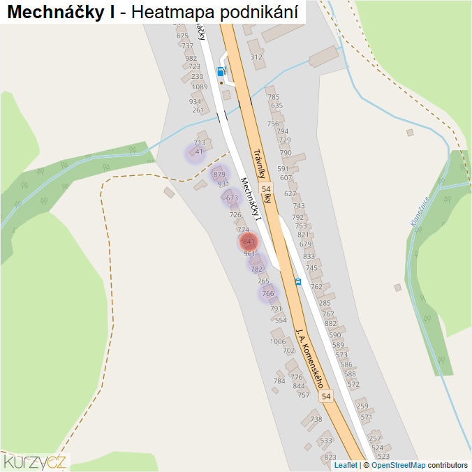 Mapa Mechnáčky I - Firmy v ulici.
