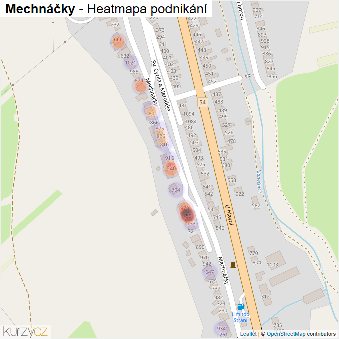 Mapa Mechnáčky - Firmy v ulici.