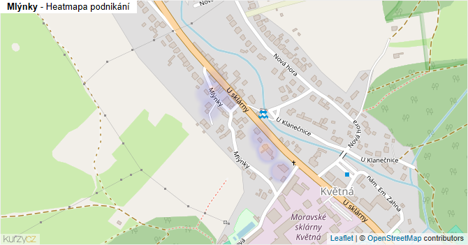 Mlýnky - mapa podnikání
