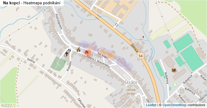 Na kopci - mapa podnikání